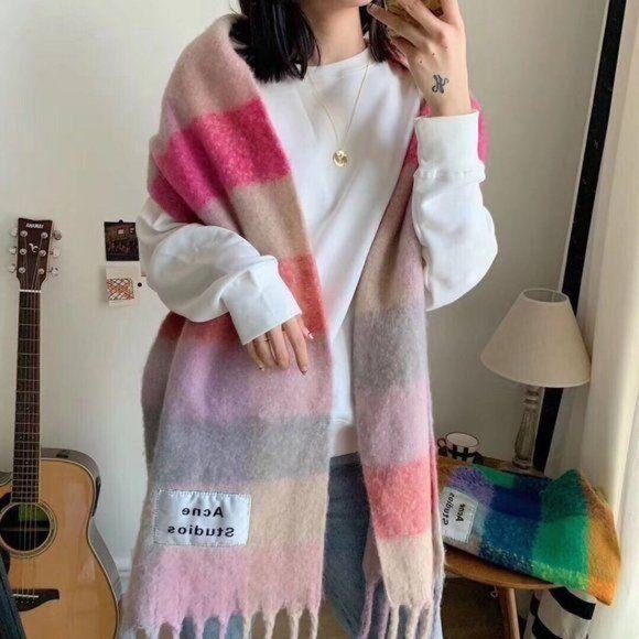 Acne studios wool scarf in rainbow colors